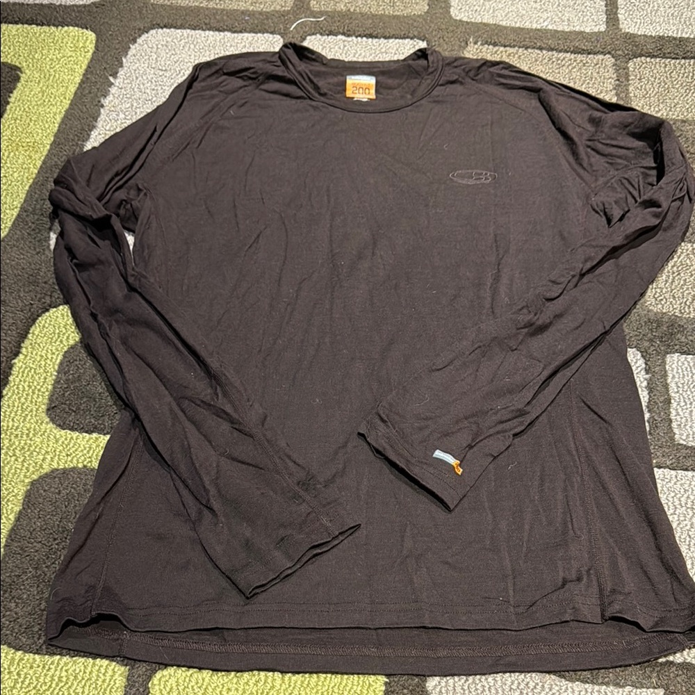 Icebreaker Men's Brown Long Sleeve merino wool shirt size L